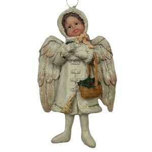 Vintage Kurt S Adler Angel Ornament Girl in Coat w/ Wings & Basket Victorian